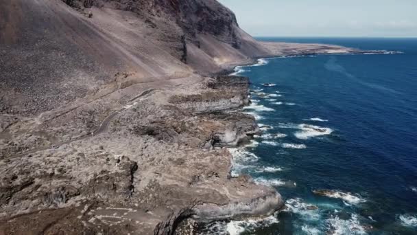 Aerial View Scenic Coastline Landscape Hierro Island Canary Islands Spain — 비디오