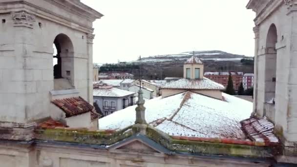 Luchtfoto Van Kerk Van Santa Maria Briviesca Provincie Burgos Castilla — Stockvideo