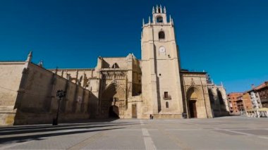 Palencia, Spain - February 12, 2023: St Antolin Cathedral in Palencia, Castile and Leon, Spain. High quality 4k footage
