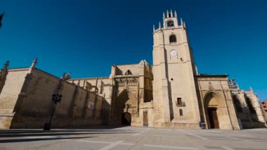 Palencia, Spain - February 12, 2023: St Antolin Cathedral in Palencia, Castile and Leon, Spain. High quality 4k footage