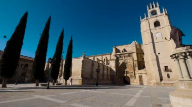 Palencia, Spain - February 12, 2023: St Antolin Cathedral in Palencia, Castile and Leon, Spain. High quality 4k footage