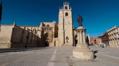 Palencia, Spain - February 12, 2023: St Antolin Cathedral in Palencia, Castile and Leon, Spain. High quality 4k footage