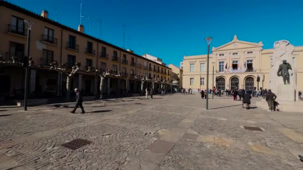 西班牙卡斯蒂利亚和里昂Palencia主广场 高质量的4K镜头 — 图库视频影像
