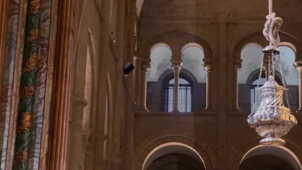 Santiago Compostela Spanya Şubat 2023 Santiago Compostela Katedrali Nin Içi — Stok video