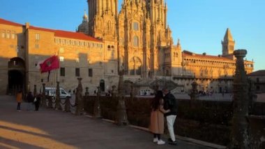 Santiago de Compostela, İspanya - 9 Şubat 2023 Santiago de Compostela Katedrali, İspanya. Yüksek kalite 4k görüntü