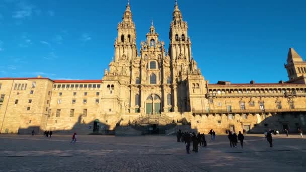 Santiago Compostela Spanya Şubat 2023 Santiago Compostela Katedrali Spanya Yüksek — Stok video