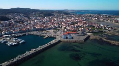 Aerial view of O Grove famous touristic destination in Galicia, Spain. High quality 4k footage