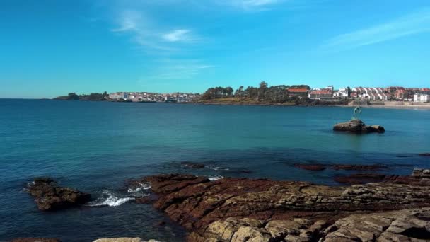 Panoramic View Sanxenxo Summer Famous Touristic Destination Galicia Spain High — ストック動画