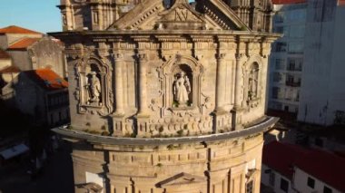 Aerial view of The Peregrina Church in Pontevedra, Galicia, Spain. High quality 4k footage