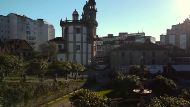 Aerial View Peregrina Church Pontevedra Galicia Spain High Quality Footage — ストック動画