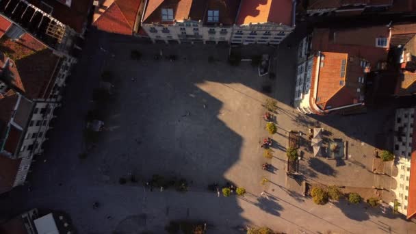 Letecký Pohled Přímo Nad Herbářským Náměstím Pontevedra Hlavní Náměstí Historickém — Stock video