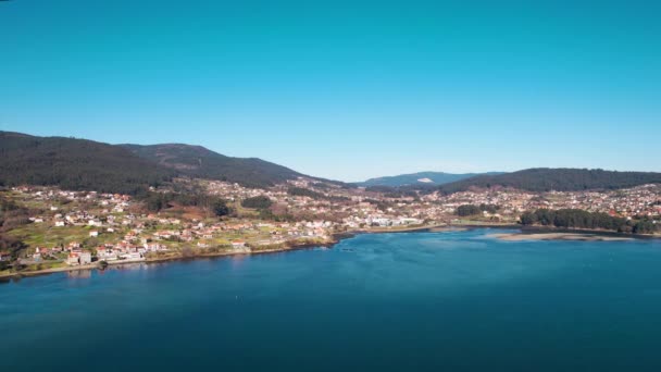 Αεροφωτογραφία Του Combarro Όμορφο Παραθαλάσσιο Χωριό Στην Pontevedra Γαλικία Ισπανία — Αρχείο Βίντεο