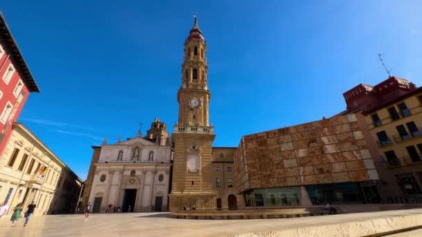 Seo Katedralen Zaragoza Spanien Högkvalitativ Film — Stockvideo