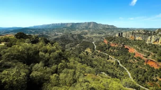 Landschap Van Beroemde Toeristische Bestemming Siurana Vallei Tarragona Spanje Hoge — Stockvideo