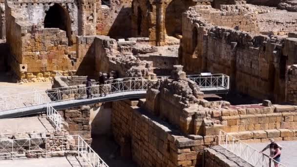 Antikes Römisches Amphitheater Tarragona Spanien Hochwertiges Filmmaterial — Stockvideo