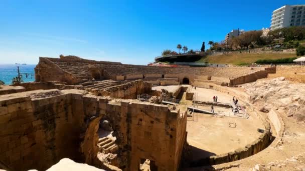 Anfiteatro Romano Antigo Tarragona Espanha Imagens Alta Qualidade — Vídeo de Stock
