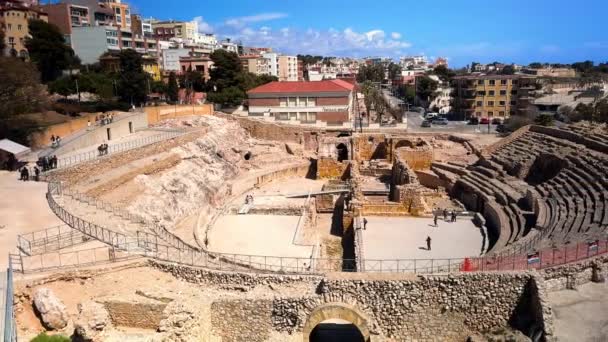 Gammal Romersk Amfiteater Tarragona Spanien Högkvalitativ Film — Stockvideo