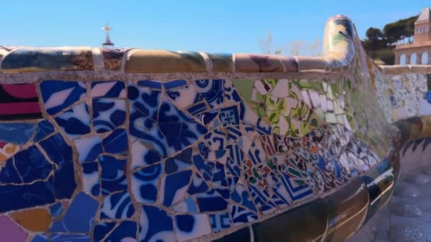 Park Guell Antonio Gaudi Barcelona Spanien Högkvalitativ Film — Stockvideo