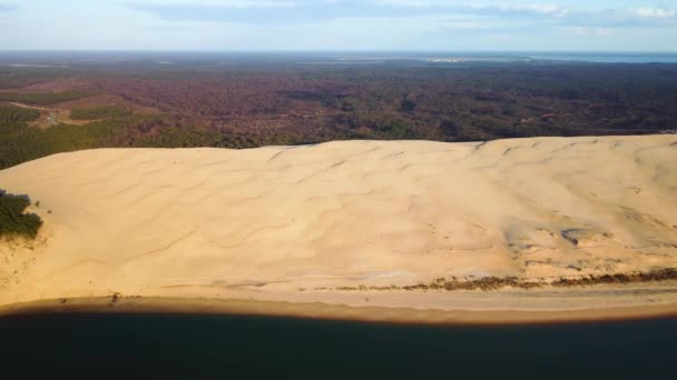 Вид Воздуха Dune Pilat Dune Pyla Tallest Sand Dune Europe — стоковое видео
