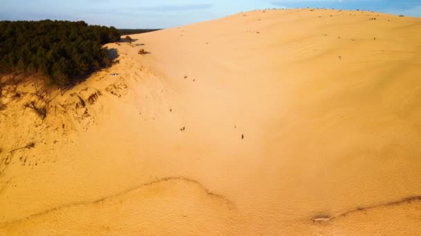 Luftaufnahme Düne Von Pilat Düne Pyla Die Höchste Sanddüne Europas — Stockvideo