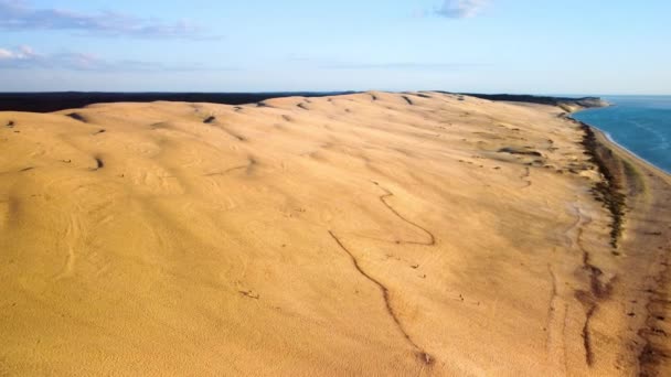 Вид Воздуха Dune Pilat Dune Pyla Tallest Sand Dune Europe — стоковое видео