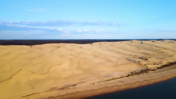 Aerial View Dune Pilat Dune Pyla Tallest Sand Dune Europe — Stock Video