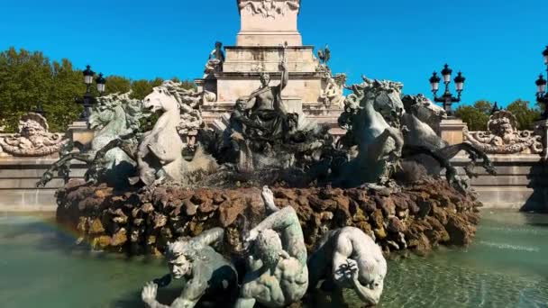 Monument Aux Girondins Famosa Fuente Plaza Los Quinconces Burdeos Francia — Vídeo de stock