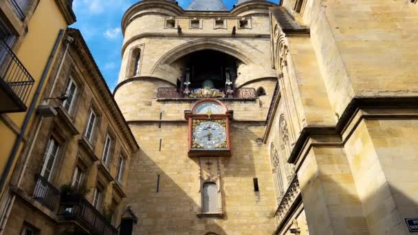 Oldest Belfry Grosse Cloche Hanging Gateway Bordeaux France High Quality — Stock Video