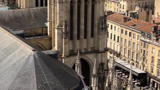 Close Detail Van Kathedraal Saint Andrew Bordeaux Frankrijk Hoge Kwaliteit — Stockvideo