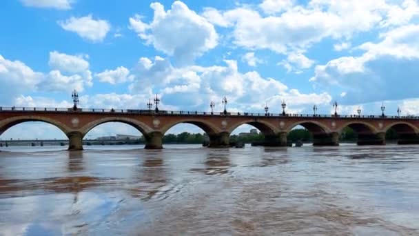Pont Pierre Sur Garonne Bordeaux France Images Haute Qualité — Video