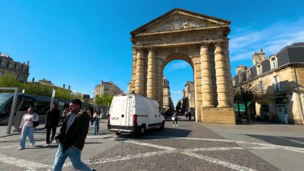 Bordéus França Abril 2023 Porta Aquitânia Praça Place Victoire Bordéus — Vídeo de Stock