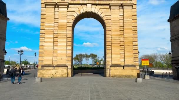 Bordeaux Fransa Nisan 2023 Ünlü Porte Bourgogne Klasik Kapı Yüksek — Stok video