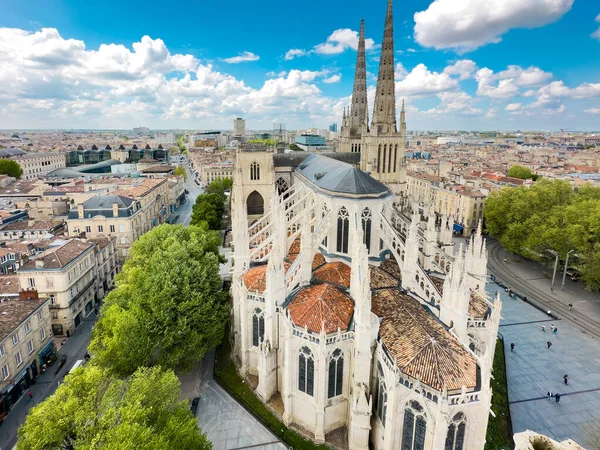 Vue Aérienne Sur Vieille Ville Bordeaux Avec Cathédrale Andrew Lors — Photo