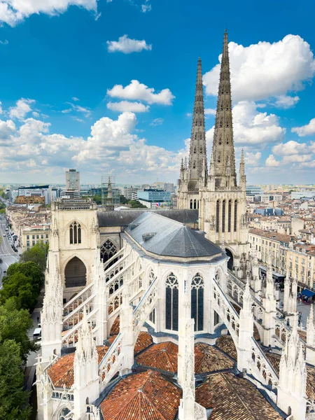 Aerial Cityscape View Old Town Bordeaux City Andrew Cathedral Sunny — Stock Photo, Image