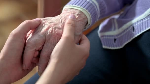 Helfende Hände Altenpflege Hochwertige Videos — Stockvideo