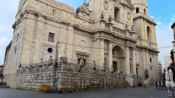 Die Kathedrale Der Stadt Valladolid Spanien Befindet Sich Der Innenstadt — Stockvideo