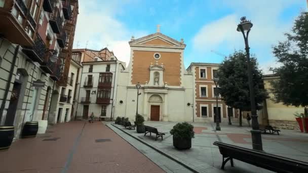 Valladolid Spanje November 2023 Salvador Kerk Oude Stad Van Stad — Stockvideo