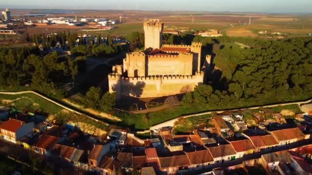 Vista Aérea Del Castillo Medieval Mota Medina Del Campo Valladolid — Vídeo de stock