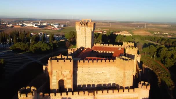 Veduta Aerea Del Castello Medievale Della Mota Medina Del Campo — Video Stock