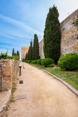 İspanya 'nın Tarragona kentindeki anıtsal Roma duvarlarıyla Arkeolojik Yürüyüş manzarası. Yüksek kaliteli fotoğrafçılık