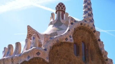 Antonio Gaudi 'den Park Guell, Barselona, İspanya. Yüksek kalite 4k görüntü