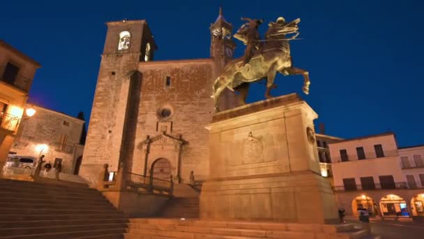 Trujillo Middeleeuws Dorp Schemering Caceres Extremadura Spanje Hoge Kwaliteit Beeldmateriaal — Stockvideo