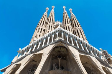 Barselona, İspanya - 6 Nisan 2023: Sagrada Familia Katedrali, Barcelona, İspanya. Yüksek kaliteli fotoğrafçılık