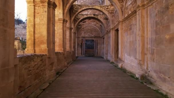 Spanya Castilla Leon Daki Santa Maria Rioseco Manastırı Nın Kalıntılarının — Stok video