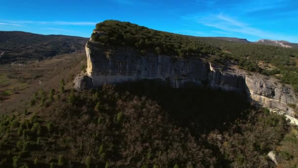 Flygfoto Över Mea Vattenfall Och Ravin Puentedey Burgos Spanien Högkvalitativ — Stockvideo