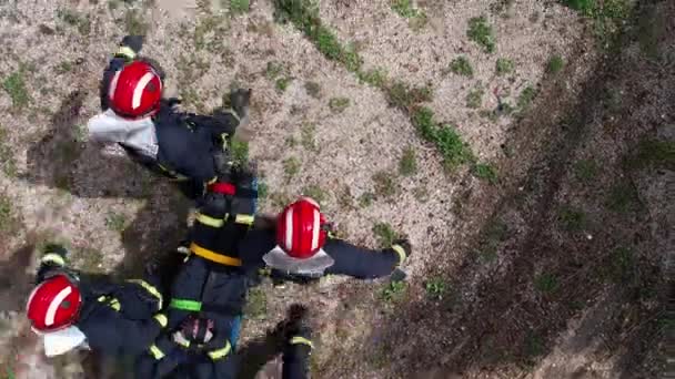 Burgos Spanien April 2023 Gruppe Freiwilliger Feuerwehrleute Bei Einer Übung — Stockvideo