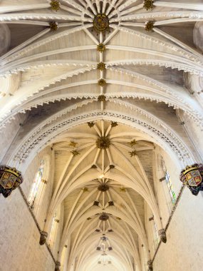 Burgos, Spain - March 13, 2023: Interior of Gothic monastery Cartuja de Miraflores in Burgos, Castilla y Leon, Spain. High quality photo clipart