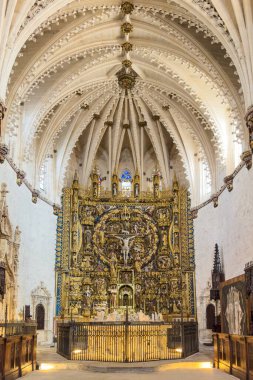 Burgos, İspanya - 13 Mart 2023: Burgos 'taki Gotik manastırı Cartuja de Miraflores, Castilla y Leon, İspanya. Yüksek kalite fotoğraf