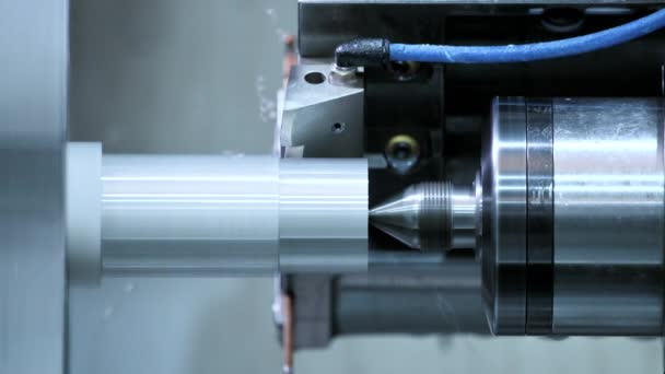 Cnc Lathe Machine Forming Cutting Metal Shaft Parts Technology Metal — Stock Video