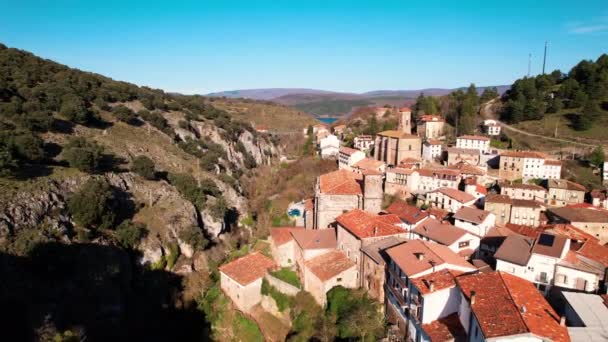Spanya Nın Rioja Kentindeki Ortigosa Cameros Köyünün Hava Manzarası Yüksek — Stok video